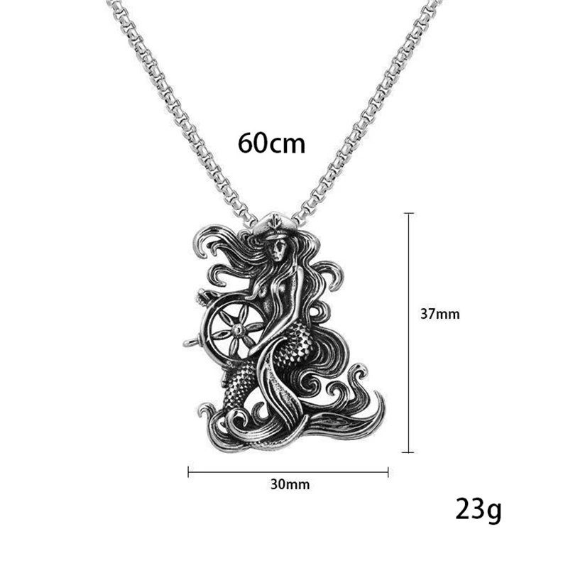 Creative Jewelry Necklace Jewelry Accessories Hip-hop Punk Mermaid Captain Pendant Necklace For Men/Women Everyday Jewelry
