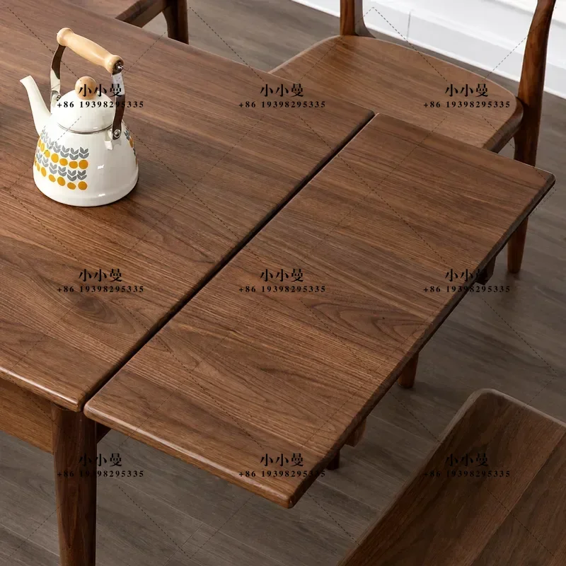 Solid Wood Retractable Dining Table North American Black Walnut Small Folding Table Multifunctional Extendable Pull Out