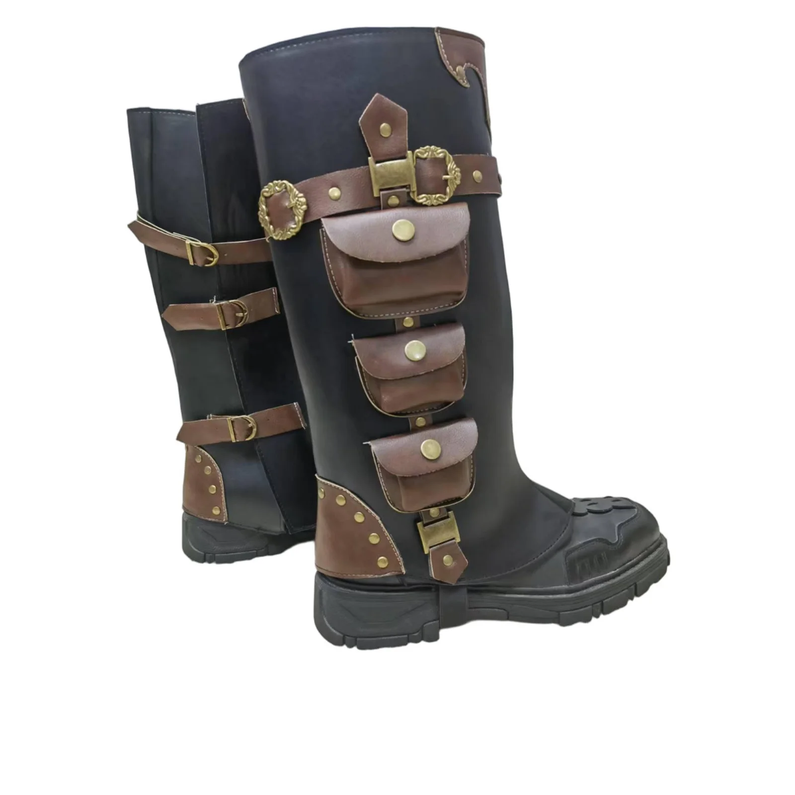 Cubierta de botas Steampunk medievales para hombre, mallas góticas vikingas piratas, accesorios, cubierta de bota renacentista de Halloween
