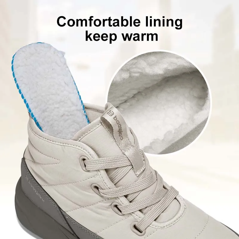 Baasploa Women Ankle Boots Winter Plush Warm Walking Shoes Female Comfort Anti Splash Water Cotton Boots Non-Slip Wear Resistant