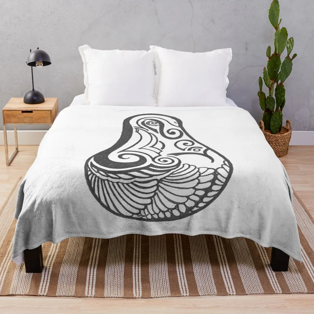 Manifestation Hand Drawn Art : Birds III Black & White Throw Blanket Fashion Sofas Luxury Designer Blankets