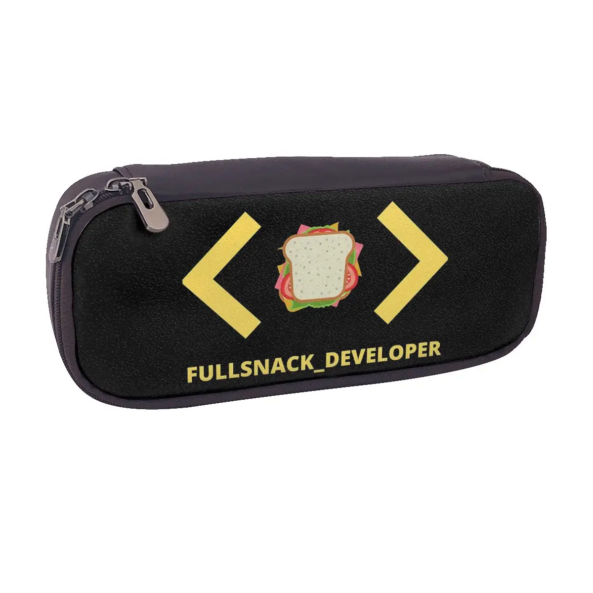 Full Snack Developer Leather Pencil Case for Studen Gifts Pen Box Pencil Bag Stationery Supplies Pen Holder Bag