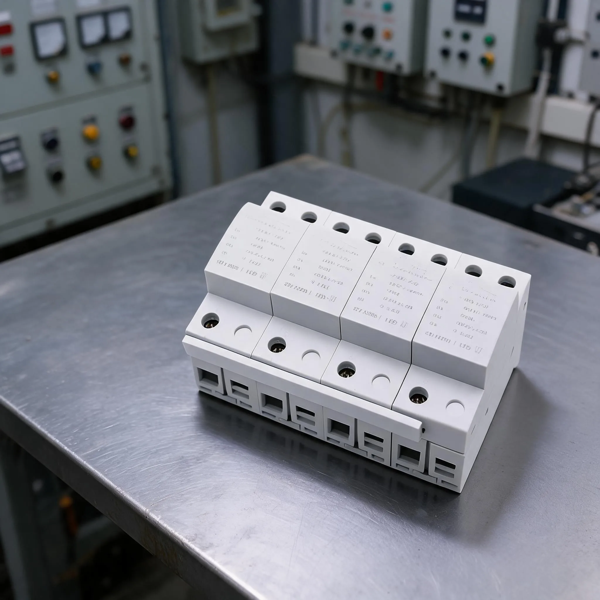 4P 385V AC 100kA For Surge Protector With Flame Retardant Housing And Rail Mount Design For Household Electrical System Safety A
