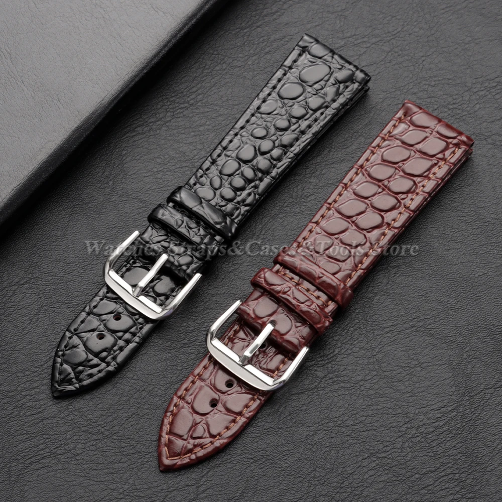 Echtes Leder-Uhrenarmband, weiches, schlankes Armband mit Dornschließe und Lychee-Muster, 10/12/13/14/16/18/19/20/21/22 mm, Armband mit Krokodilmuster – Detail 11