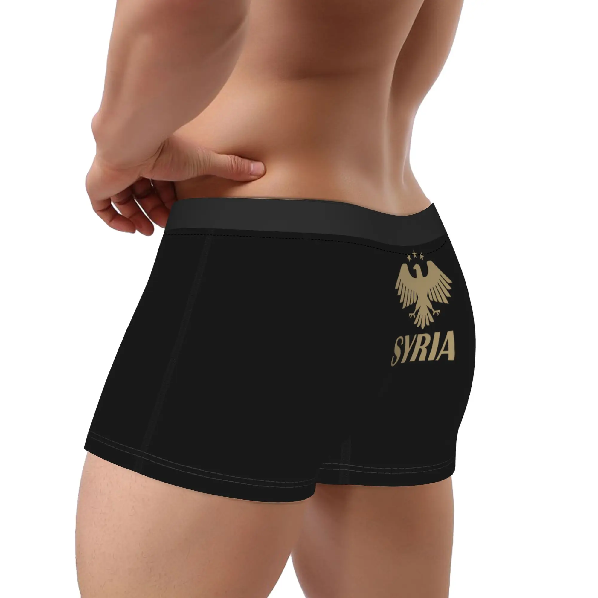 مطبوعة الملاكم نسر سوريا 2025 رمز السراويل سراويل ملخصات الرجال الملابس الداخلية السورية فخور تنفس السروال الذكور M-XXL #3