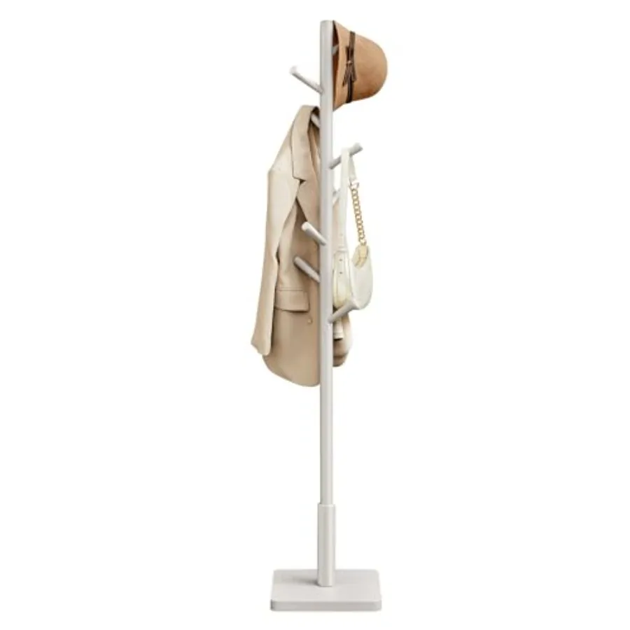 

Solid Wood Coat Rack Free Standing Hall Coat Tree with 8 Hooks 3 Height Options for Coats Hats Bags Purses for Entryway Hallway