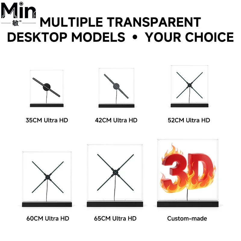 Transparent Acrylic Desktop 3D Hologram Fan Clear Holographic Display Screen For Retail Counter Promotion Product Display