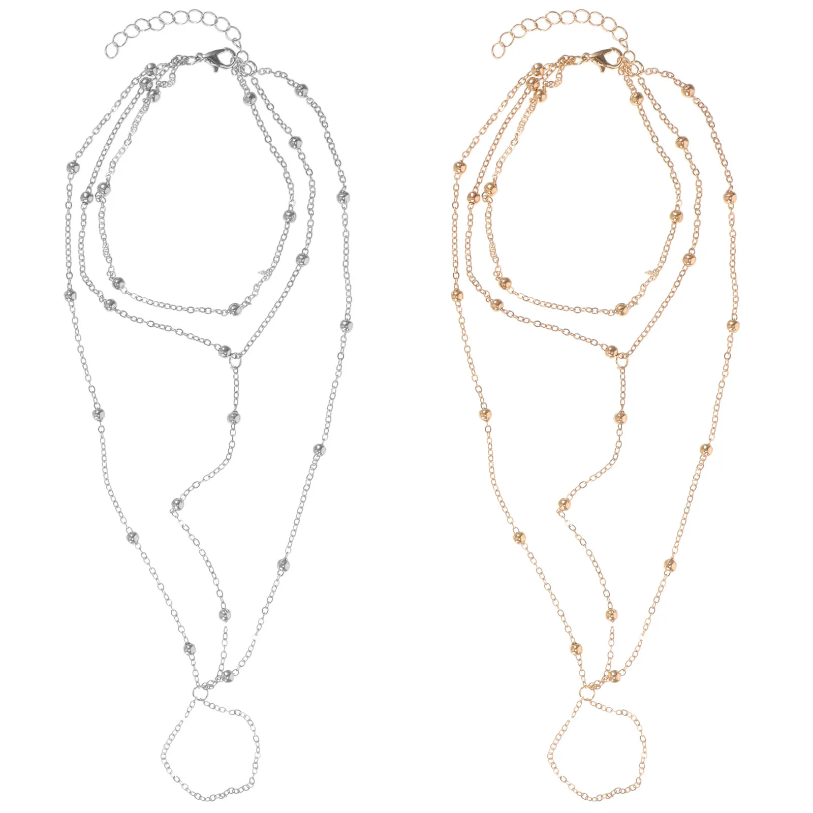 

2 Pcs Metal Ball Ankle Chain Anklets Bracelets for Women Adjustable Girls Jewellery Alloy Miss