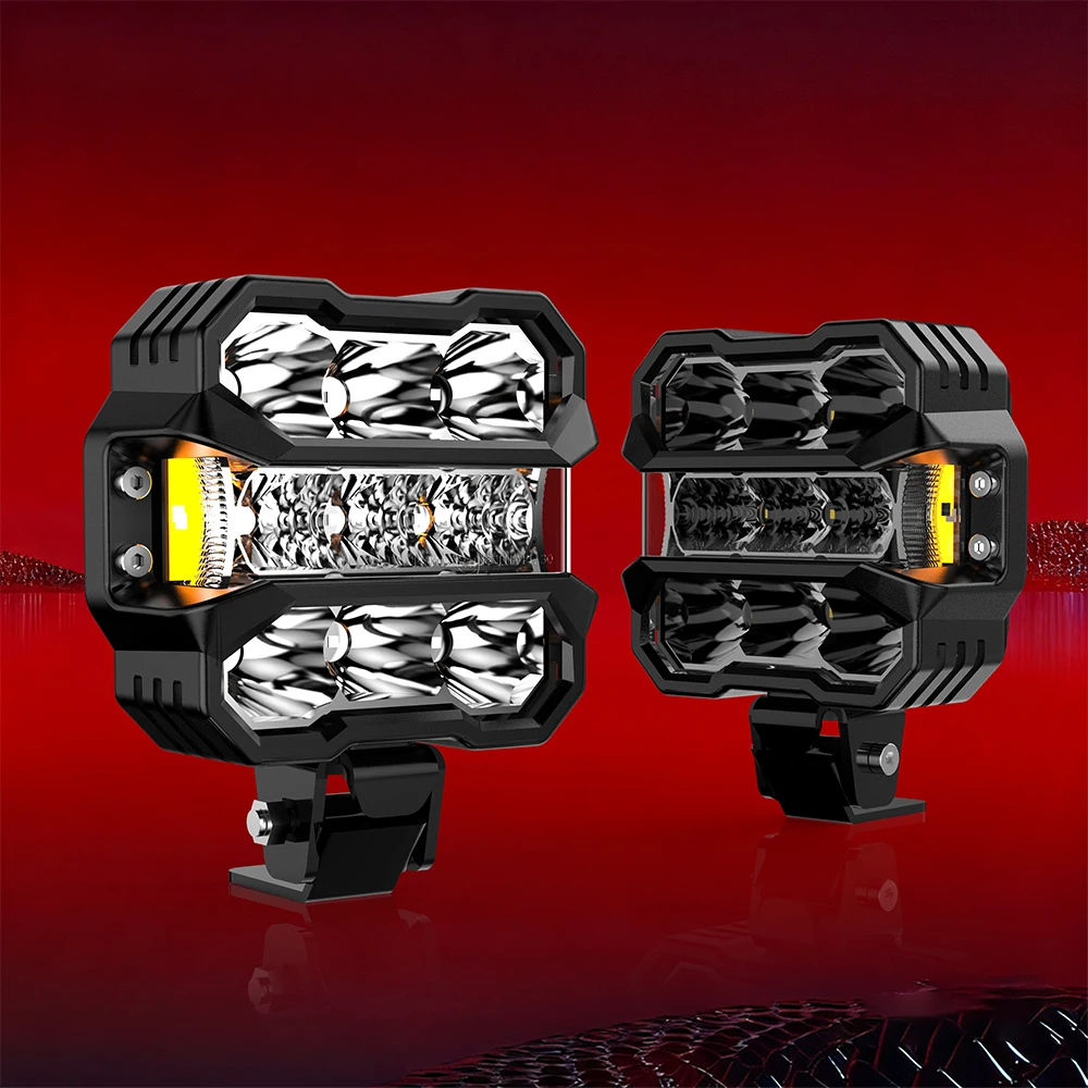 LOYO 4-inch aandrijfsysteem dubbelkleurige gele DRL witte spotlight 4x4 offroad LED werk- en mistrijlichten
