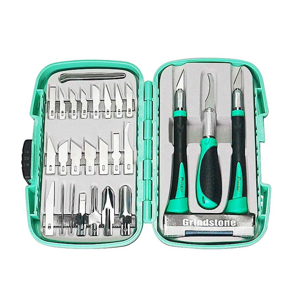 

Pro'sKit PD-395A/398 Multifunctional DIY Carving Suit Woodworking Combination Tools Set handmade art Chisel Engraved Repair Kit