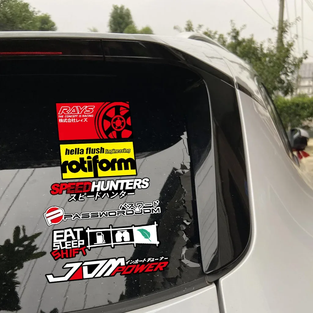 RAYS SPEED HUNTER JDM Autocollant réfléchissant imperméable en vinyle pour carrosserie de voiture, autocollant pour pare-chocs, 1 pièce