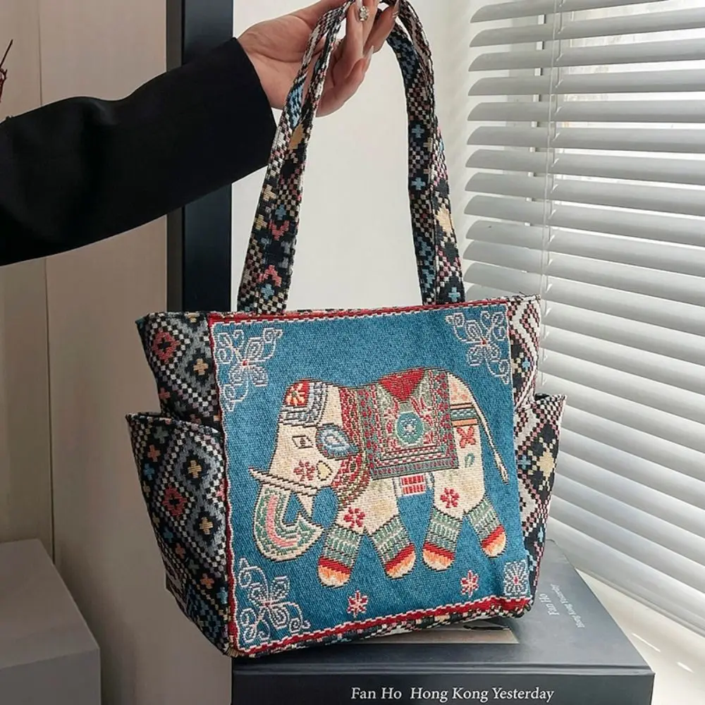 

Fashion Embroidery Shoulder Bag Cotton Linen Large Capacity Tote Bag Vintage Versatile Handbag Women