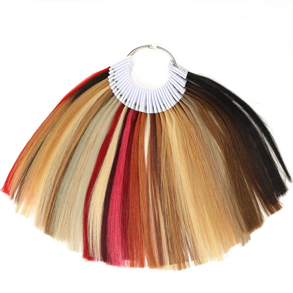 35 قطعة 20 سنتيمتر 100% شعر بشري حقيقي اللون خواتم حوامل ل وصلات شعر بشرية أدوات الصالون صبغ الشعر عينة الرسم البياني الدائري #5