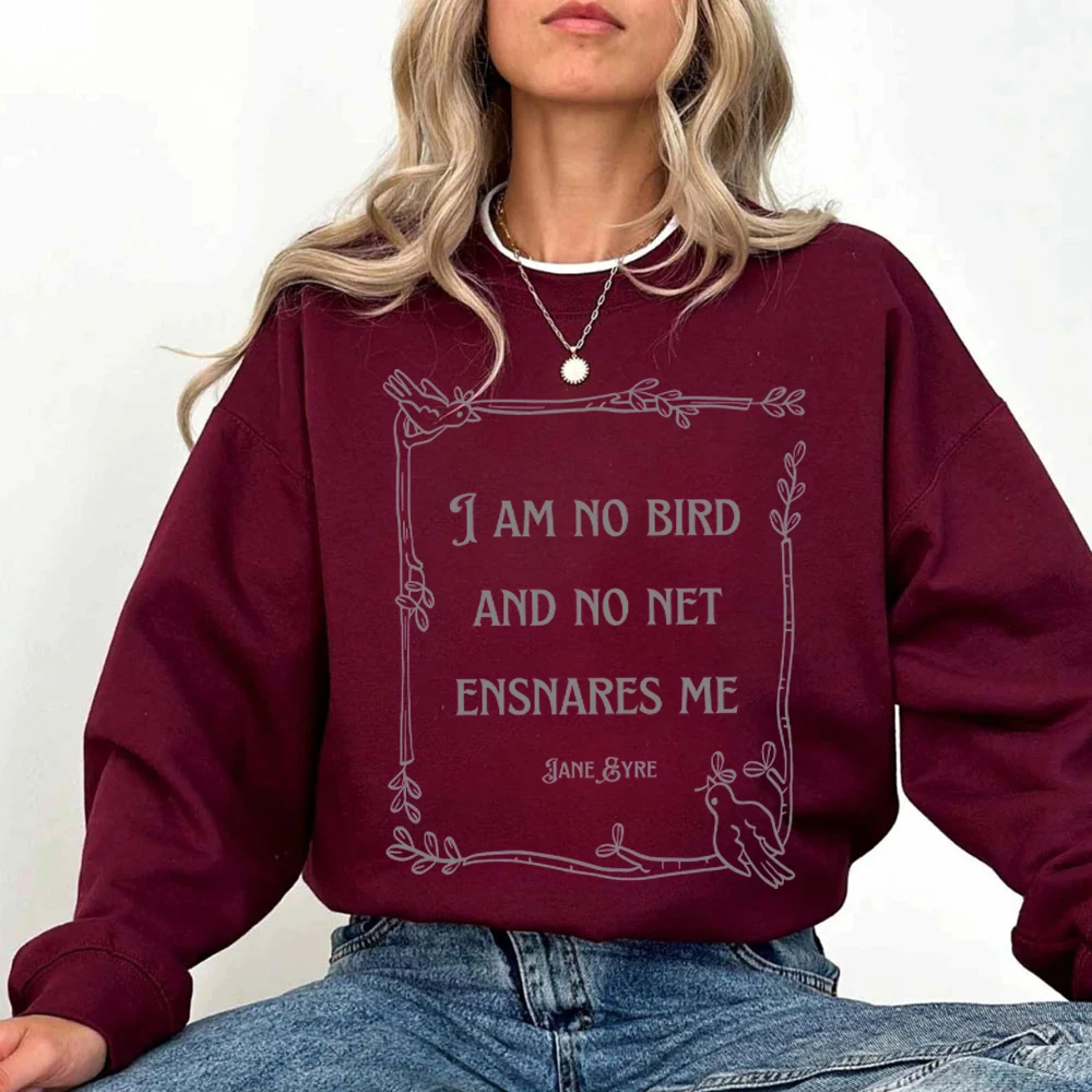 Jane Eyre Dichter Hoodie voor Vrouwen Ik Ben Geen Vogel Literatuur Dameskleding Bronte Literaire Donkere Academia Dameskleding Boek Hoodie