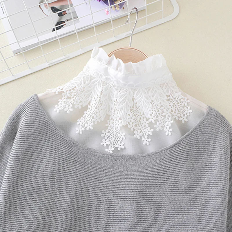 Fake Versatile Decoration For Autumn And Winter Paired With Snowflake Stand Up Collar Sweater Shirt Korean Style