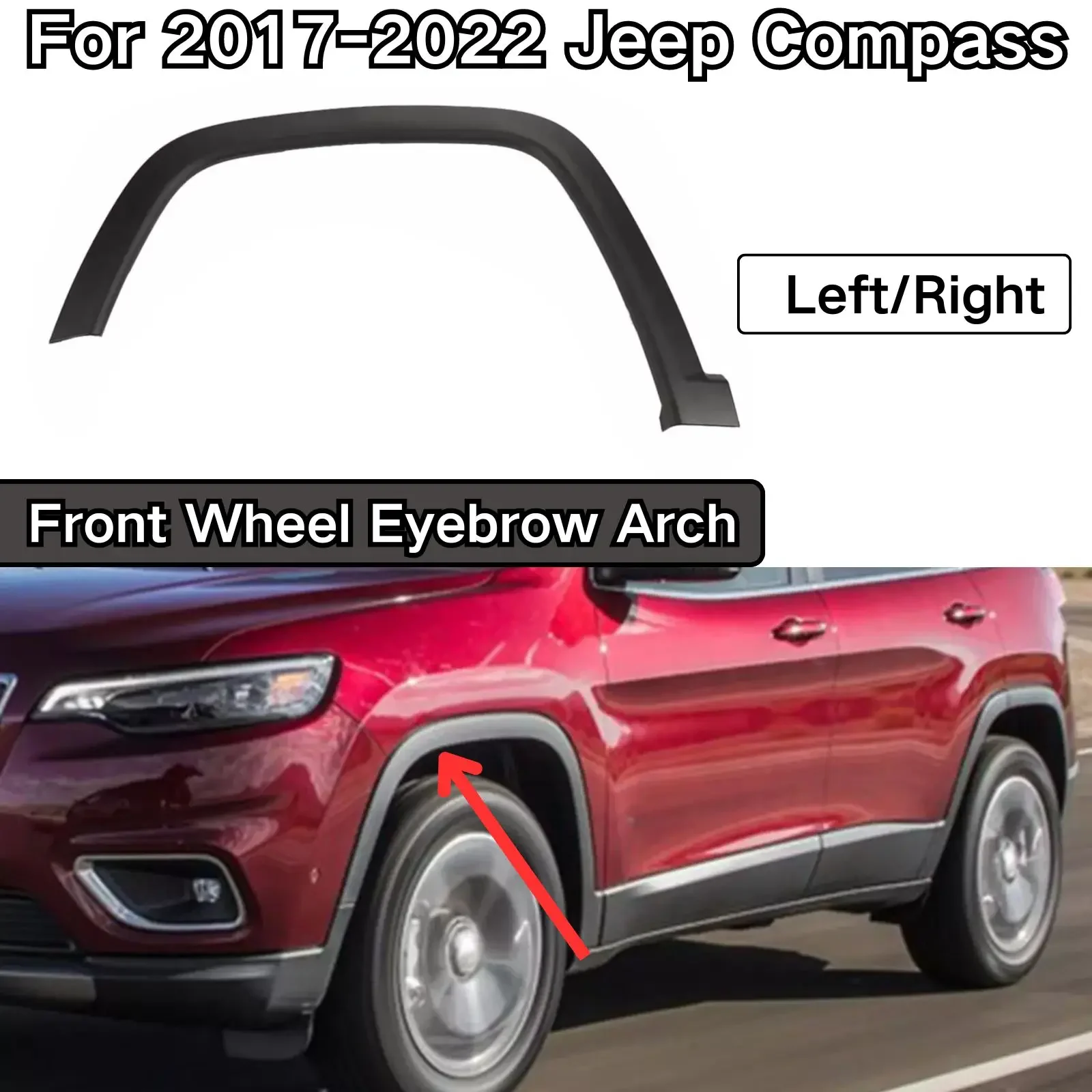 

Front Wheel Eyebrow Arch For 2017 2018 2019 2020 2021 2022 Jeep Compass Flare Molding Trim Car Accessories Left Right Side Black