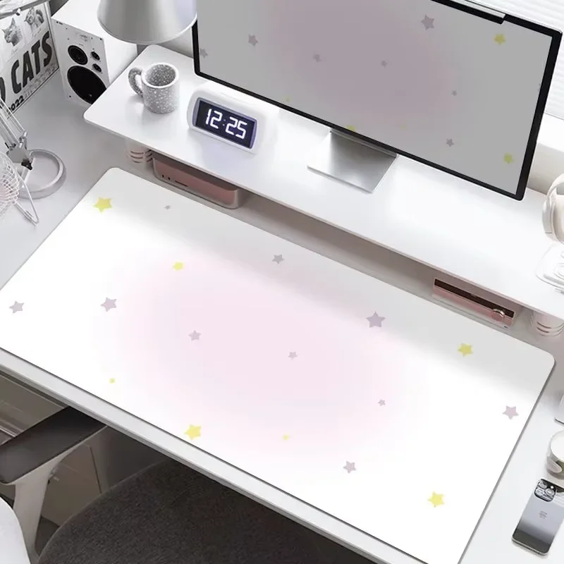 Leather Desk Pad Protector FULL Screen Star Gradient Y2K Gilr Mouse Pad Office Desk Mat Waterproof Non-Slip PU Desk Blotter Pad