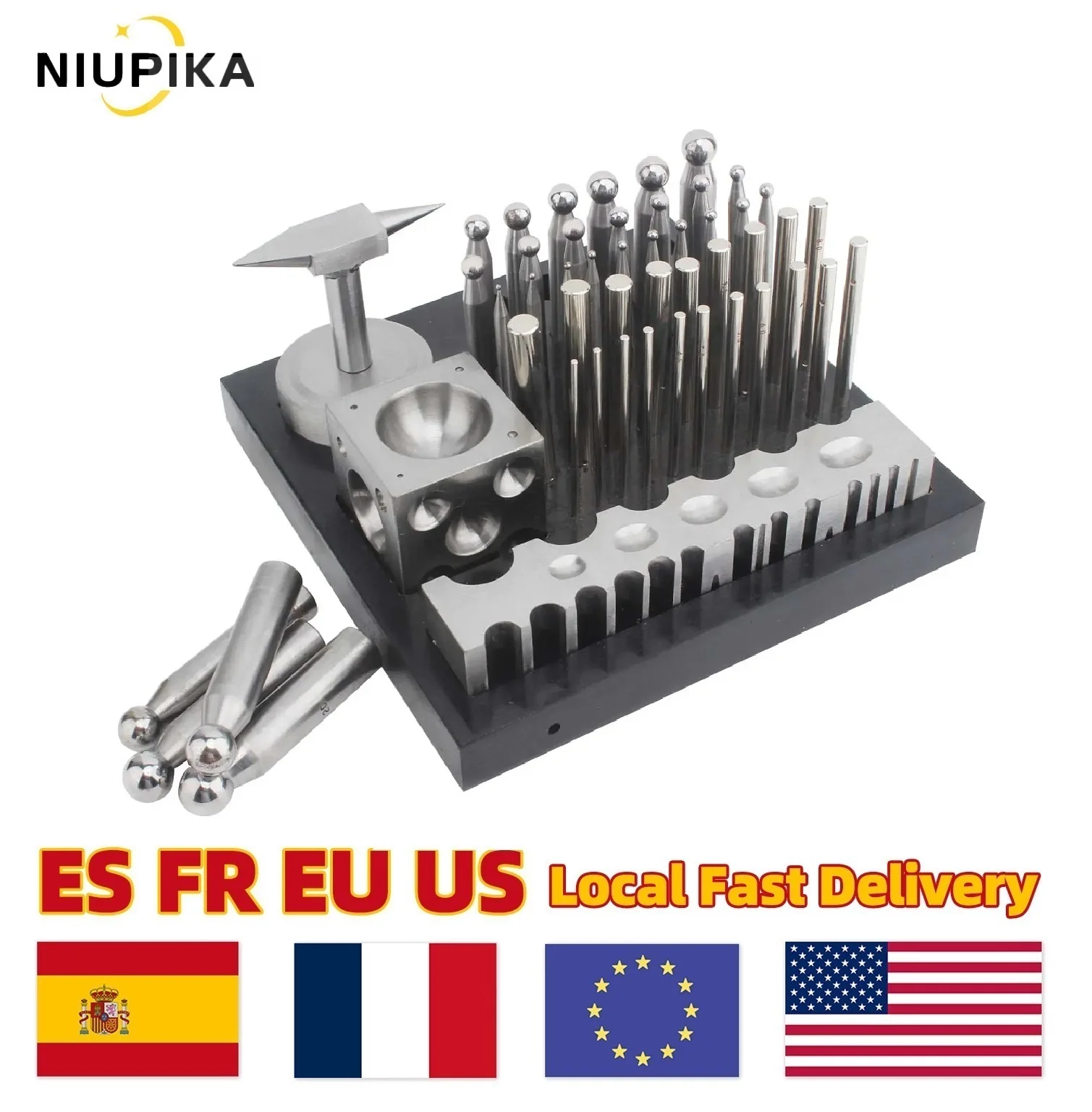 50pcs Dapping Doming Block Set Multi-Purpose Nest Anvil Metal Forming Dapping Tool Set for Jewelry Making Repair