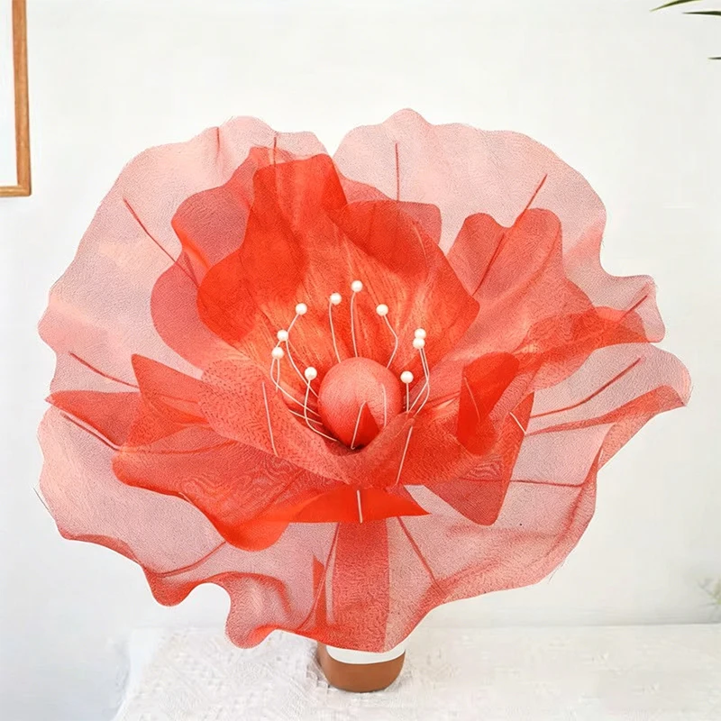 50cm Große Transparente Tüll-Blume Künstliche Blume mit Perlen-Akzenten für Heimdekoration Outdoor-Hochzeit Foto-Requisiten – Detail 4