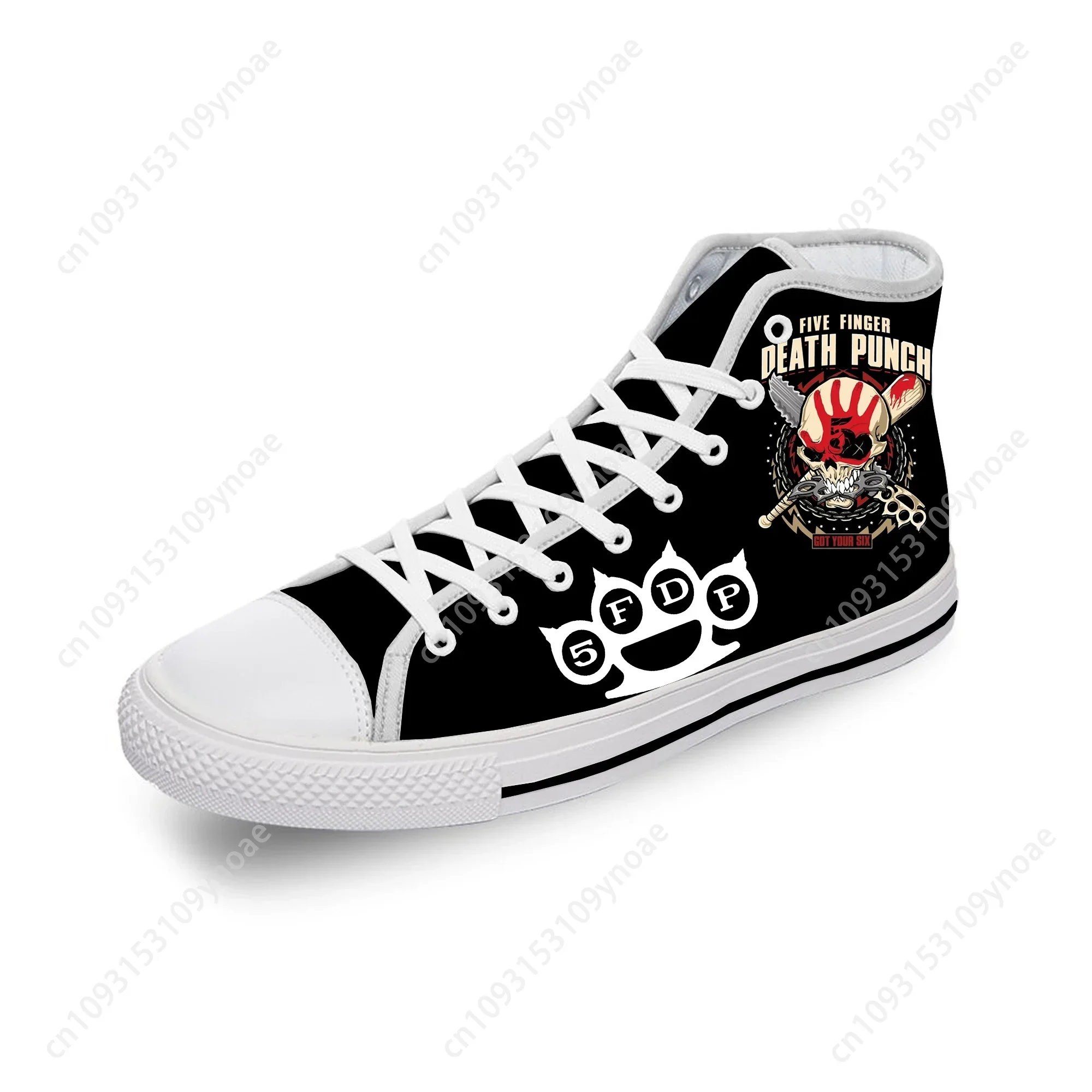 

Five Finger Death Punch High Top Sneakers Mens Womens Teenager Casual Shoes Canvas White Cosplay Breathable Lightweight shoe