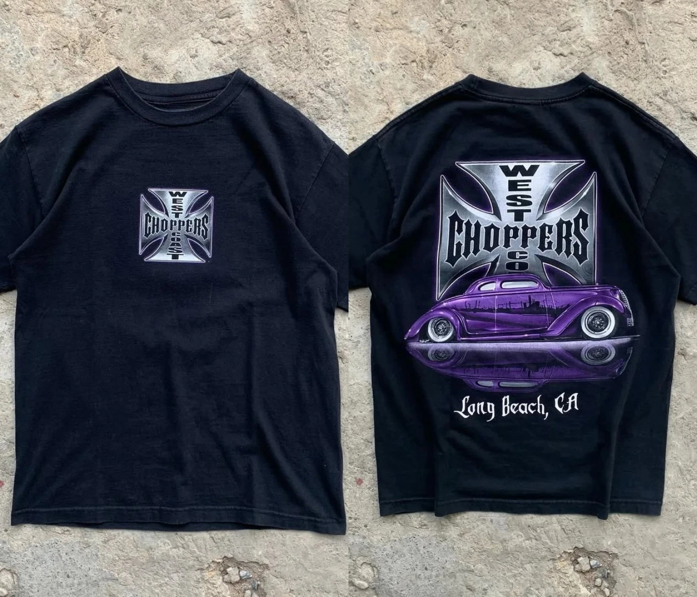 2026 Men West Coast Choppers Hot Rod Graphic Tee Vintage Biker Culture Double Sided Print Short Sleeve O‑Neck Cotton T‑Shirt