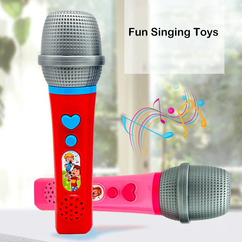 Kids Cartoon Simulated Singing Amplified Microphone Toys Small Host Fake Plastic Microphone Children\'s Puzzle Singing Toys