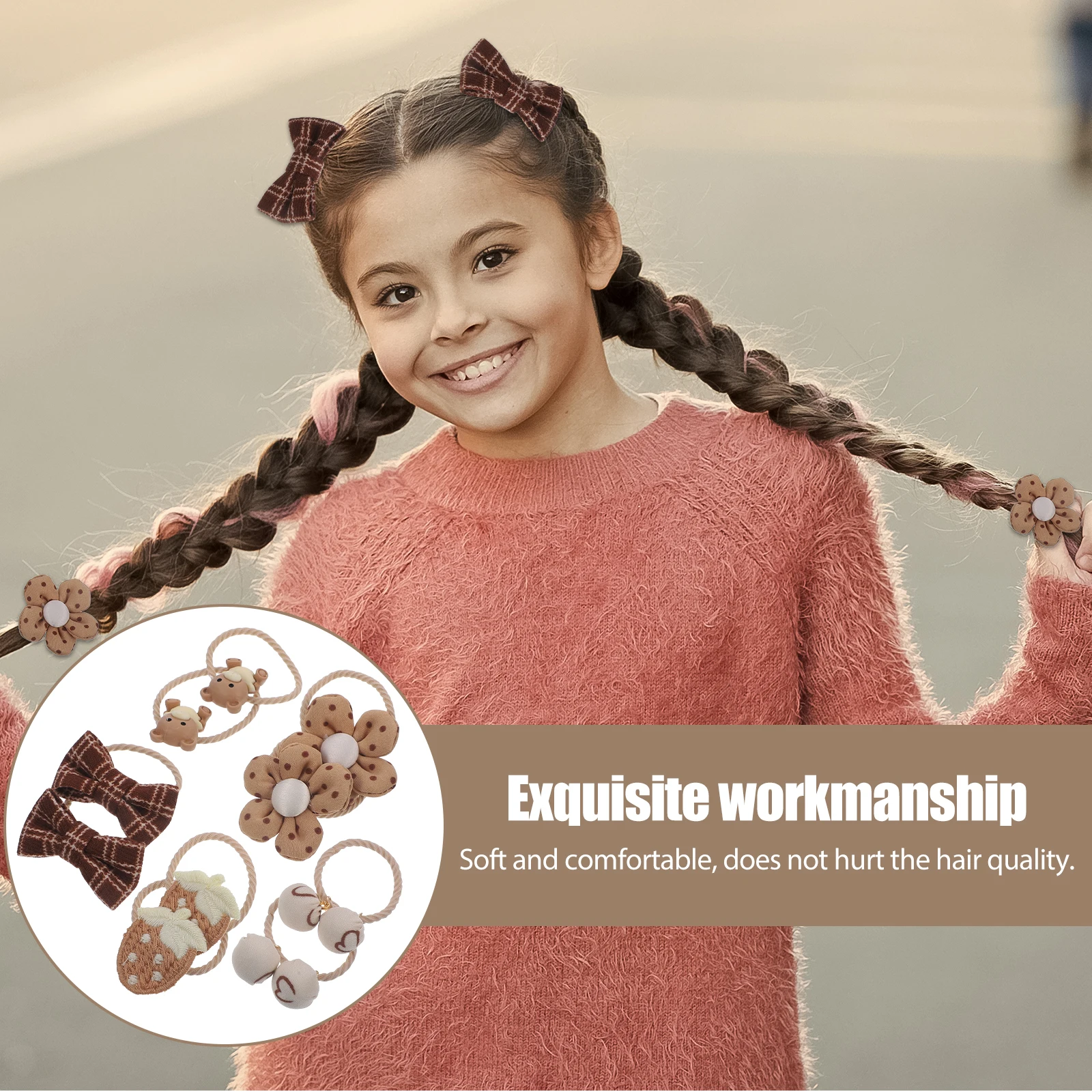 

Flowers Bow Ties For Cute Elastic Ponytail Holders Decorative Hair Ropes Party Hair Accessories