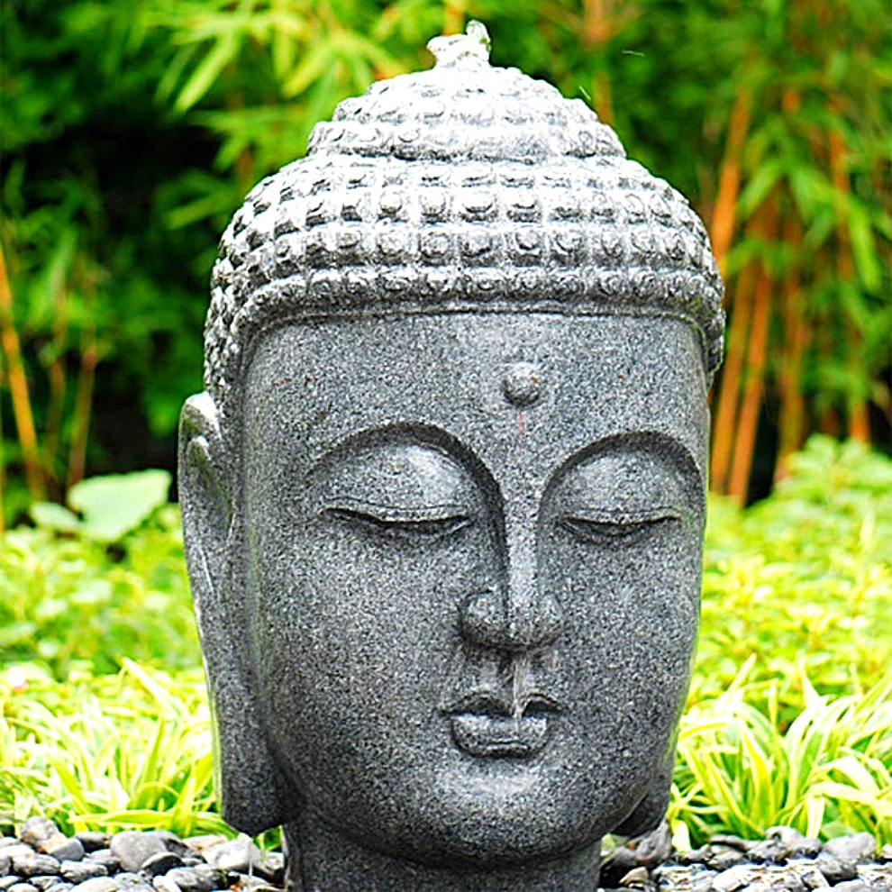 Gray stone fountain Granite outdoor natural rock hand curved sculpture with power cord for yard art decoration