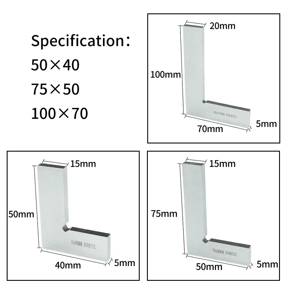 Règle de charpentier à bord plat de 90 degrés, carré à Angle carré en L, jauge de marquage, outils de mesure de charpentier