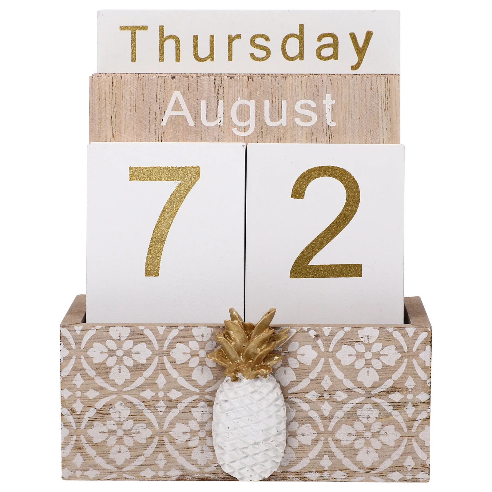 1 conjunto de calendário de madeira ornamento criativo decoração de mesa escritório em casa artesanato funcional calendário de mesa adorno decorativo