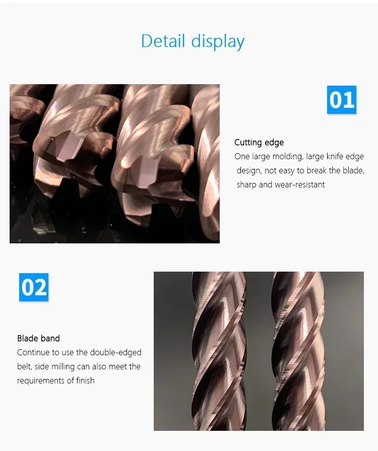 Fraise en Carbure de Tungstène à Rayon d'Angle CNC R Bull, Fraise Antarctique, Outil en Acier, R0.5 R1, 4 Cannelures, CSXW HRC62