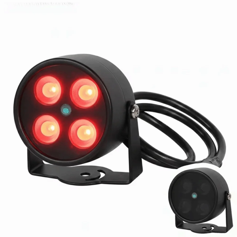 12V 4-LED Array Infrared Illuminator 850nm Wavelength IP66 Waterproof Night Vision Fill Light Wide Angle IR Auxiliary Light