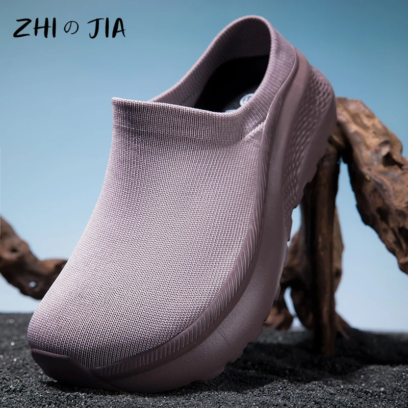 

Outdoor Casual Slippers Knitted Large size Socks Shoes Spring Mesh Breathable Shoes Couple Home Comfortable Slippers 35-46
