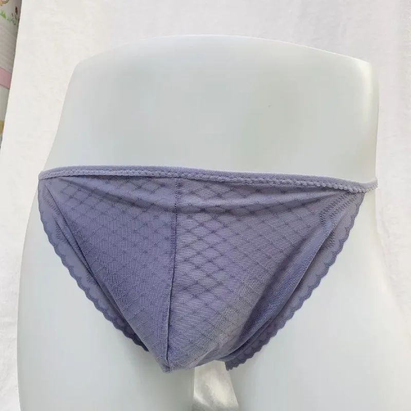 

Men Sexy Big Bugle Pouch Panties Seamless Lace Mesh Breathable Underwear Youth Summer Ultra Thin See Through Lingerie Briefs