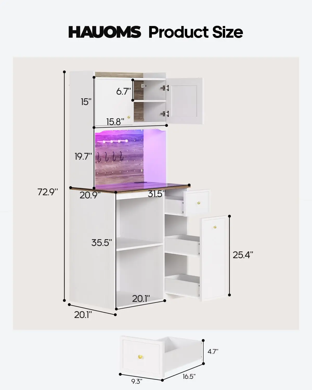 Mini Fridge Cabinet with Storage & Outlet, Coffee Bar Space, Customized