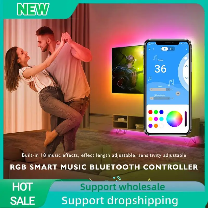 

Solid RGB Smart Music Bluetooth Smart Controller SP611E For WS2812B SK6812 WS2811 Addressable LED RGB Tape Strip