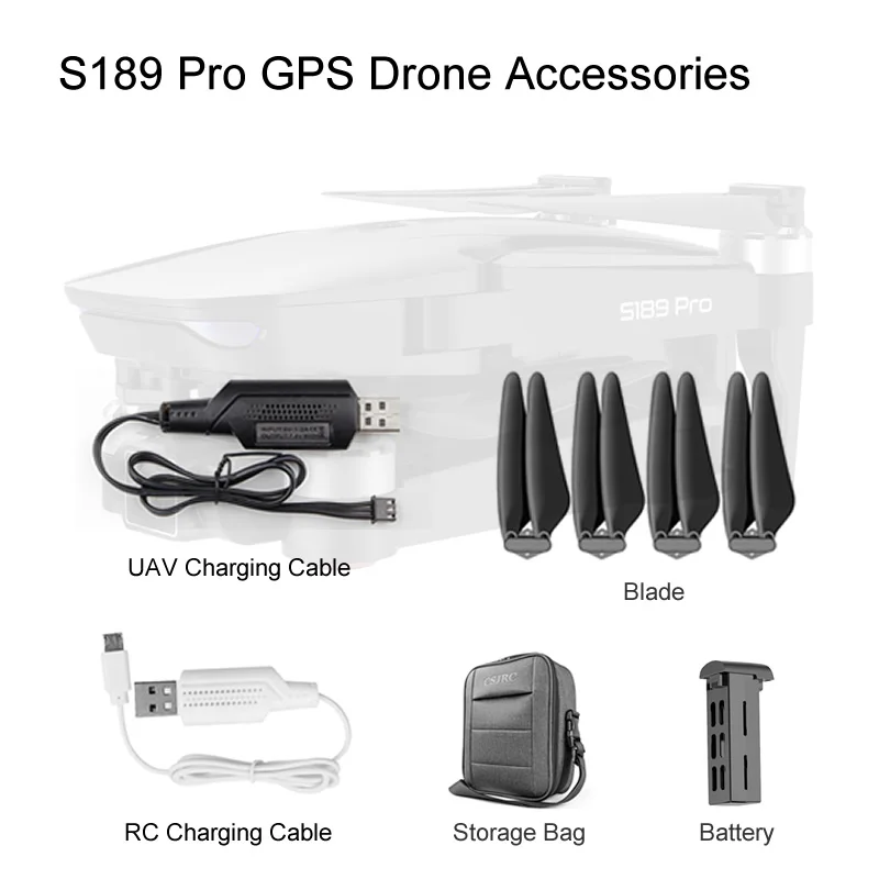 

S189 GPS Drone Accessories UAV Parts Brushless Motor 3-AXIS RC Folding Quadcopter Propeller Replacement Spare Set Charging Line