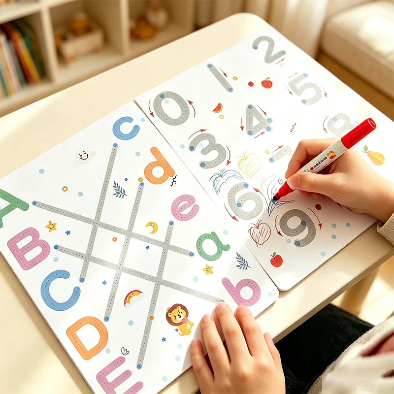

A Complete Set of Erasable Pen Control Training Cards, Featuring Activities Such as Tracing Numbers and Letters, Fun Drawing, and Fine Motor Control Exercises, While Also Covering Writing and Early Math Education. It Is a Classroom Teaching Tool for Kinde