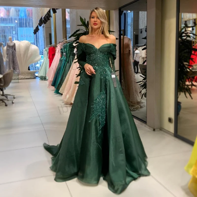 

Customized Long Floor Length Formal Dress Robe De Soiree Elegant Green Evening Dresses Ball Gown Lace Sweetheart Evening Gown
