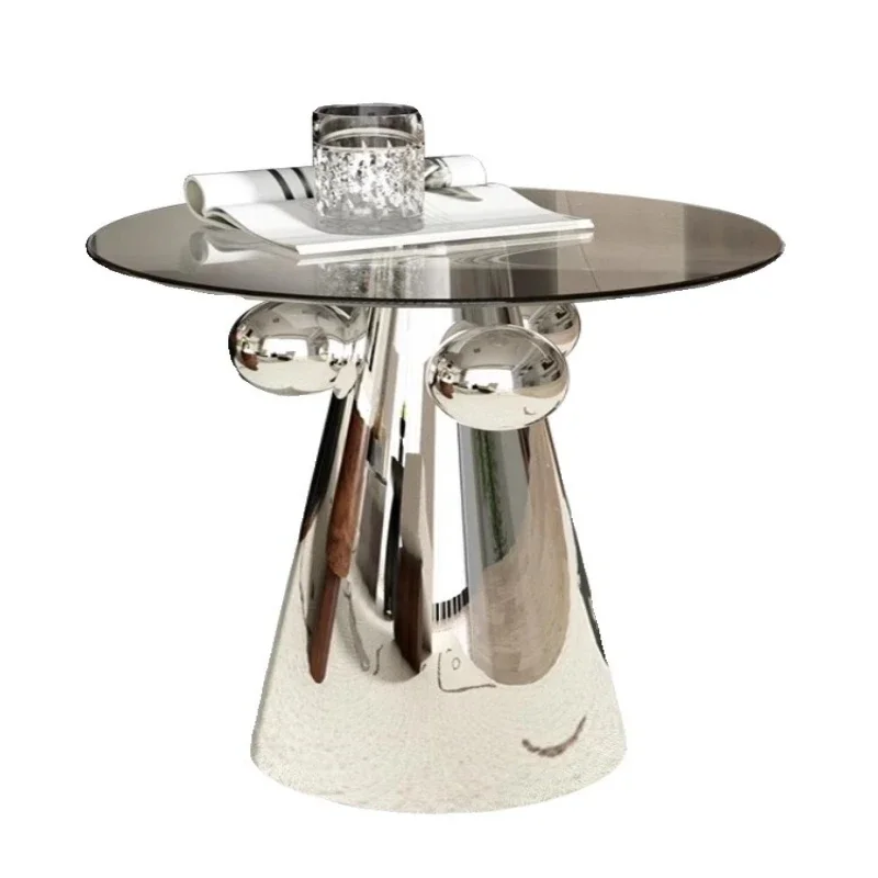 celebrity creative ins side few designer simple glass stainless steel hotel sofa corner few small coffee table