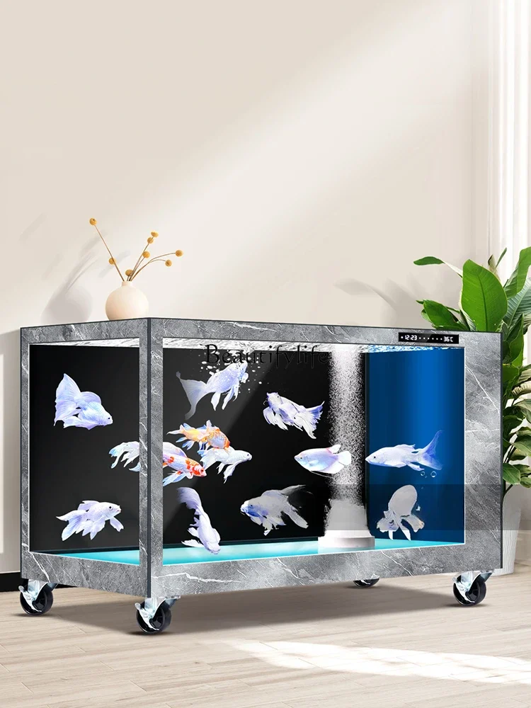 Large Koi Fish Tank Aquarium Removable Custom Thickened Super White Glass Fish Pond with Filter