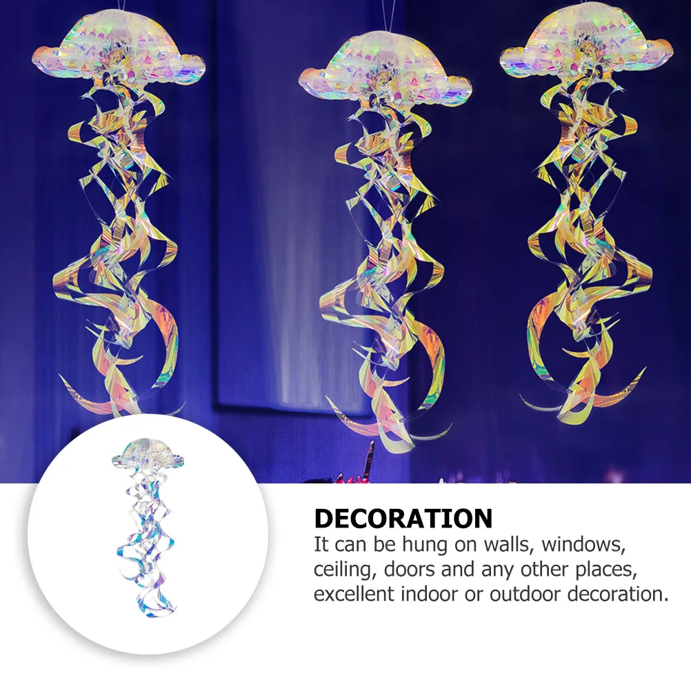 

1pc Rainbow Honeycomb Decoration Spiral Jellyfish Party Pendant Lightweight Wall Ceiling Door Decor Prop Silver Scene