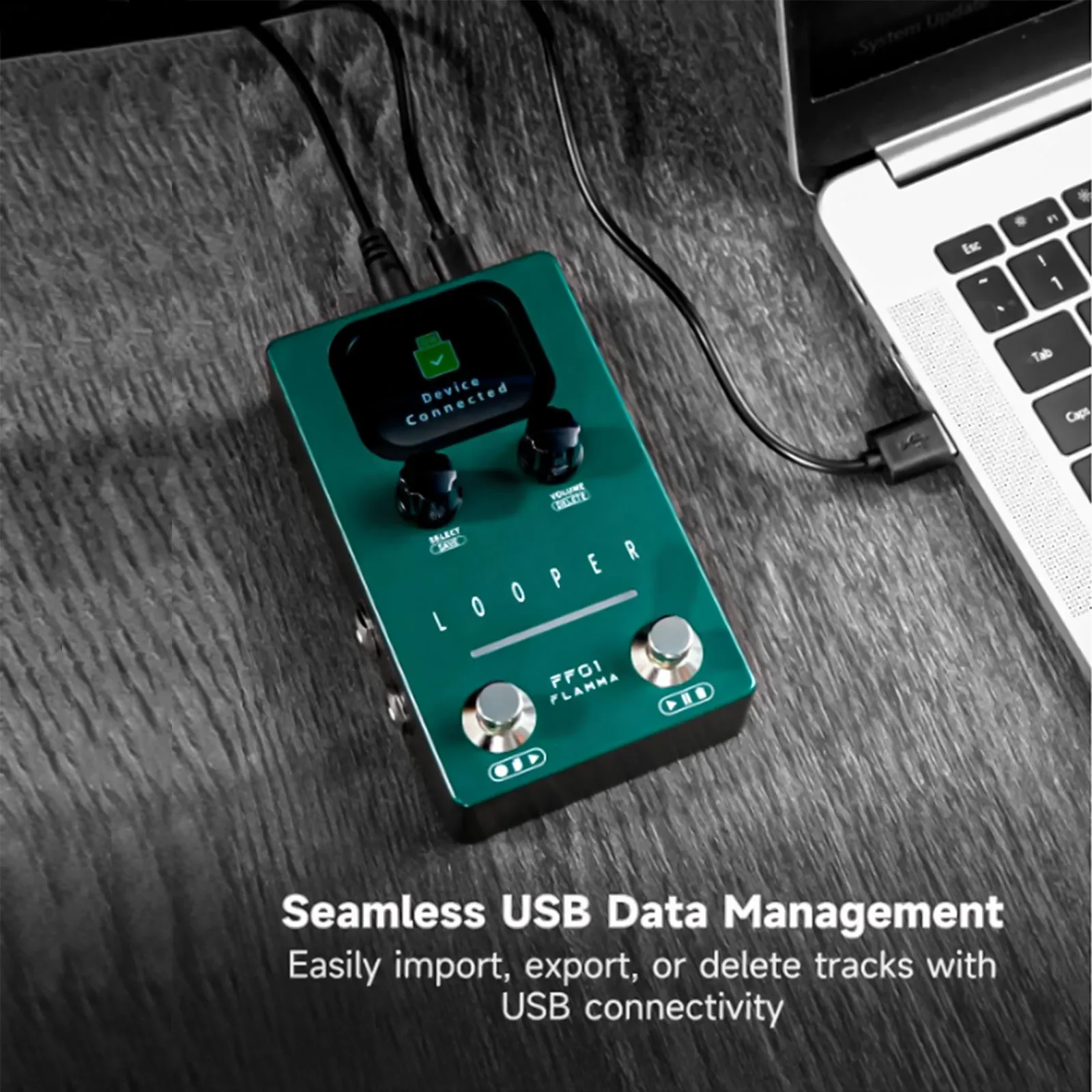 Гитарная педаль Flamma Looper Ff01 Педаль Looper с 40 слотами, время циклирования 160 минут, стерео гитарные педали с экраном для живой