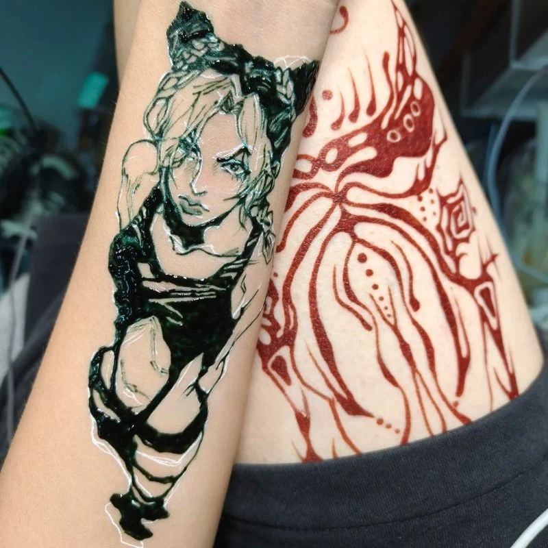 

Аниме травяной сок прочные временные татуировки Невероятные приключения ДжоДжо камень океан JOLYNE CUJOH водостойкая поддельная татуировка наклейка