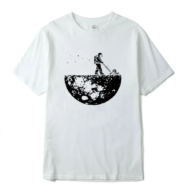 2026New Summer Men T-shirt High Quality Funny Cotton Lunar Cleaner Printing Casual Cool Loose O-neck Male Soft Tshirt Y2K