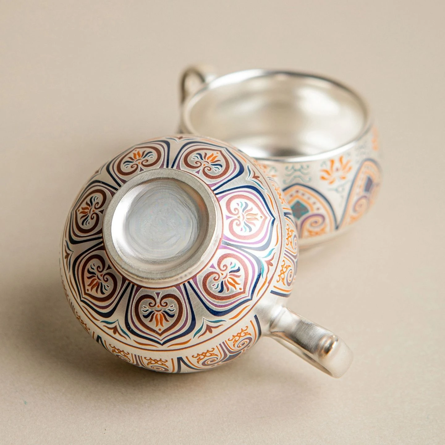 Retro Lotus Silver Coating Handle Tea Cup Chinese Style Elegant Home Office Desk Drinkware Collectible  Zen Tea Ceremony