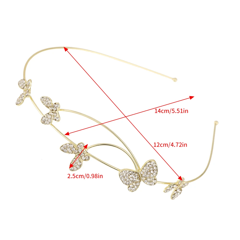 Haimeikang Women Sweet Butterfly Hair Bands Rhinestone Fashion Hair Hoop Headwear For Girls Simple Bezel Hair Accessories