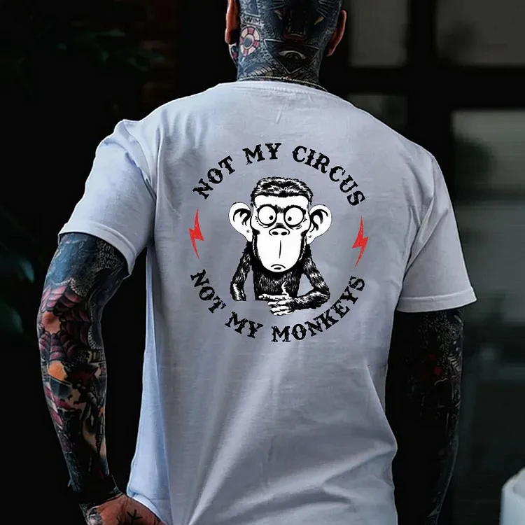 NOT MY CIRCUS NOT MY MONKEYS Print T-Shirt Black Printed T-shirt Gothic Sweatshirt  Hoodie Y2K Summer Oversized