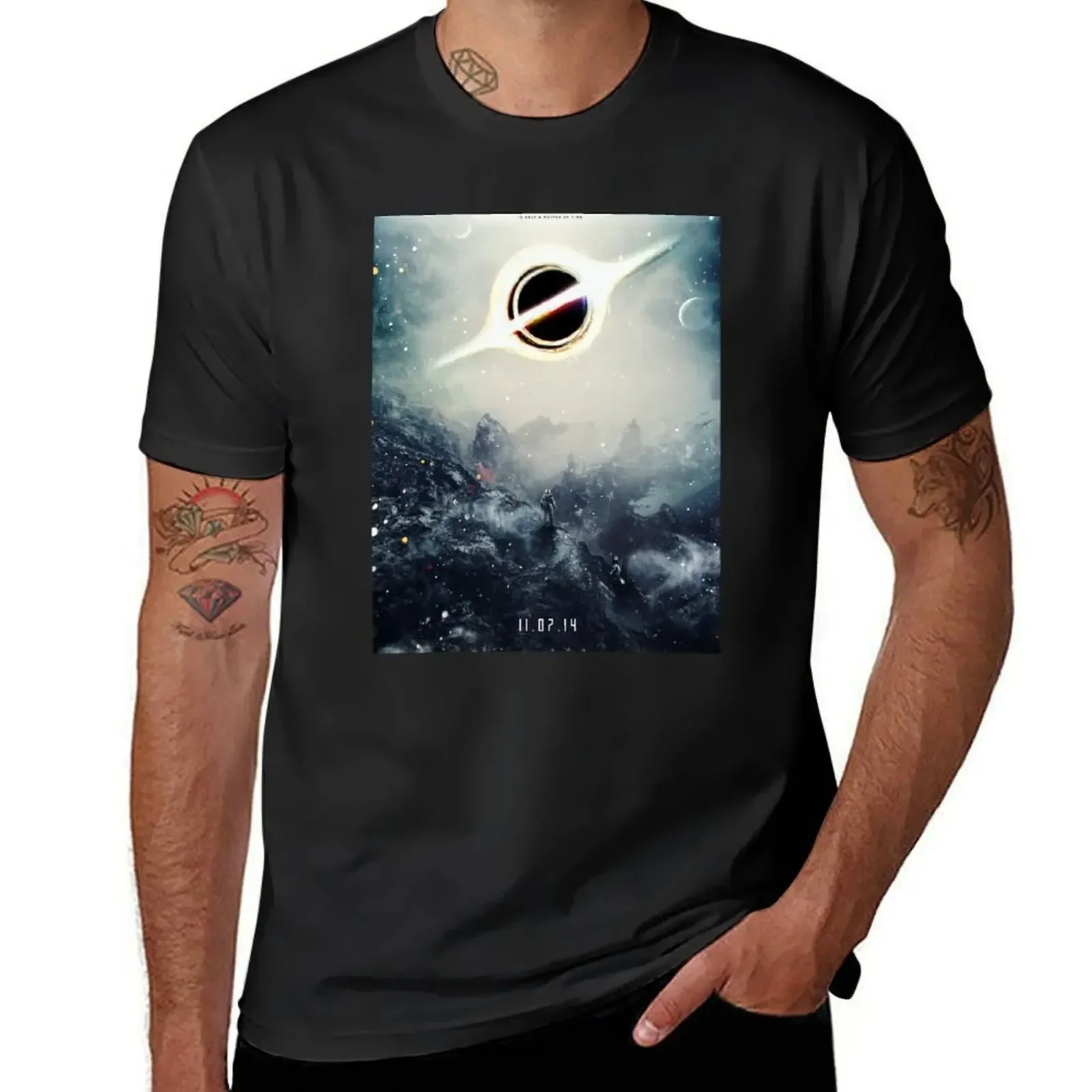 

Black Hole Fictional Teaser Movie Poster Design T-Shirt plus size clothes anime mens workout shirts