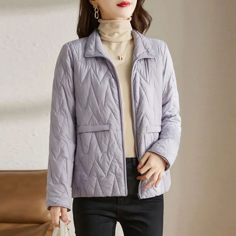 Para baixo algodão fino pequeno casaco feminino curto nova mãe de meia-idade fino outono inverno casaco de algodão